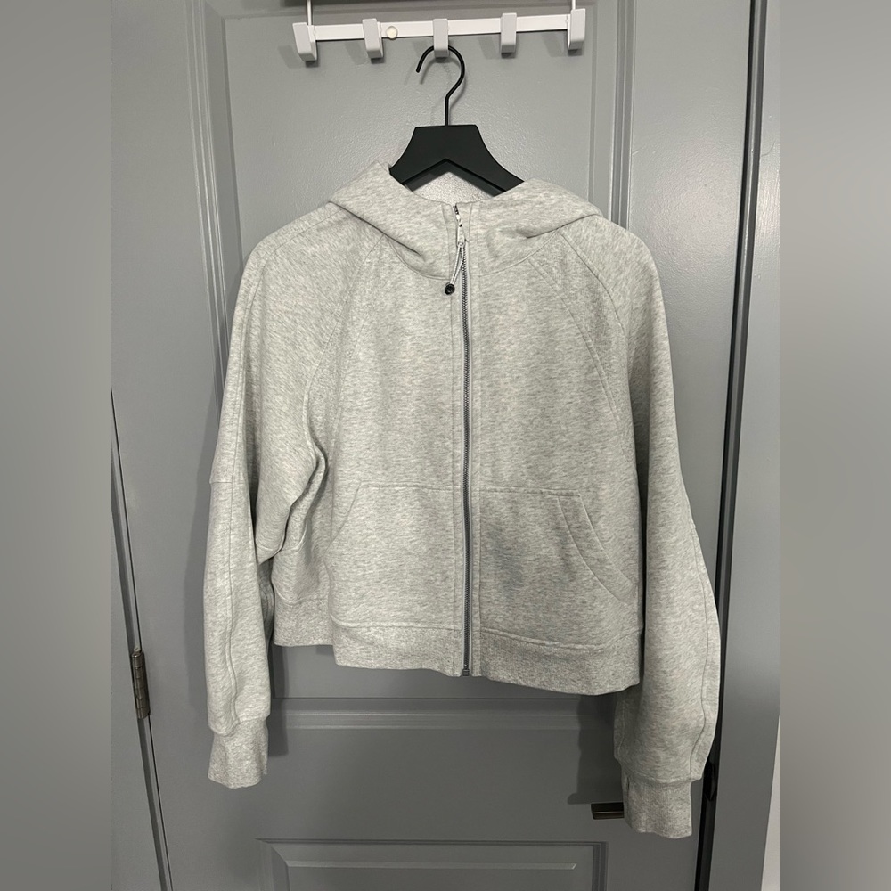 TWO ONCE WORN scuba hoodies from lululemon, olive green and gray, size 8!